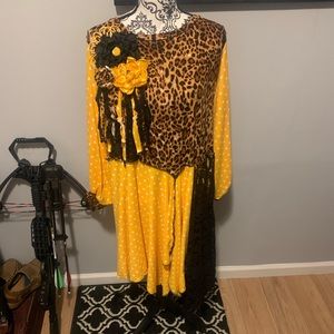 Custom made cheetah and mustard top with matching flower!